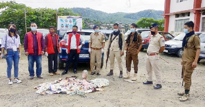 An enforcement drive on sale of tobacco products was carried out under National Tobacco Control Programme in Mon Town on September 25. (DIPR Photo)